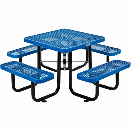 GLOBAL INDUSTRIAL 36in Square Picnic Table, Expanded Metal, Blue 695501BL